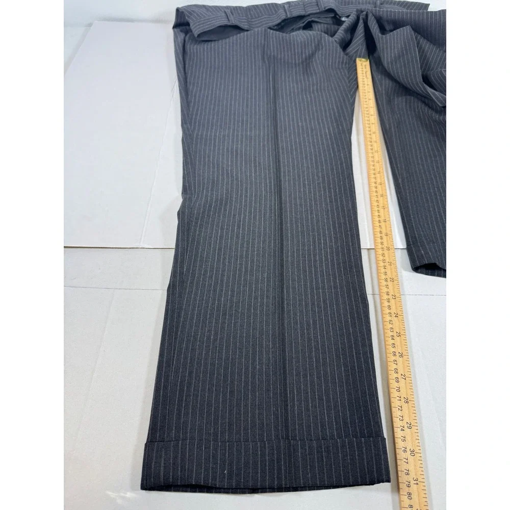 J Ferrars‎ Men Charcoal Pinstripe Wool Blend Suit Jacket Pants Set 44x32